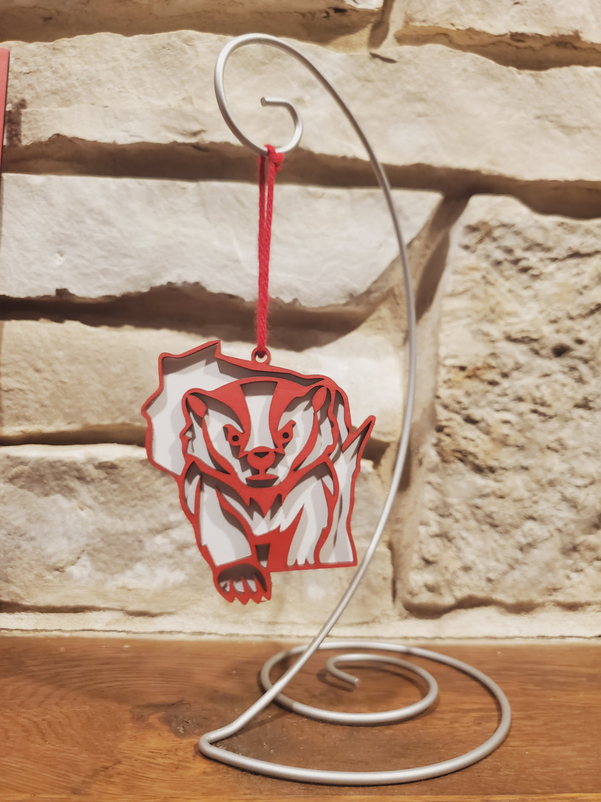 Wisconsin Badger Wood Ornament