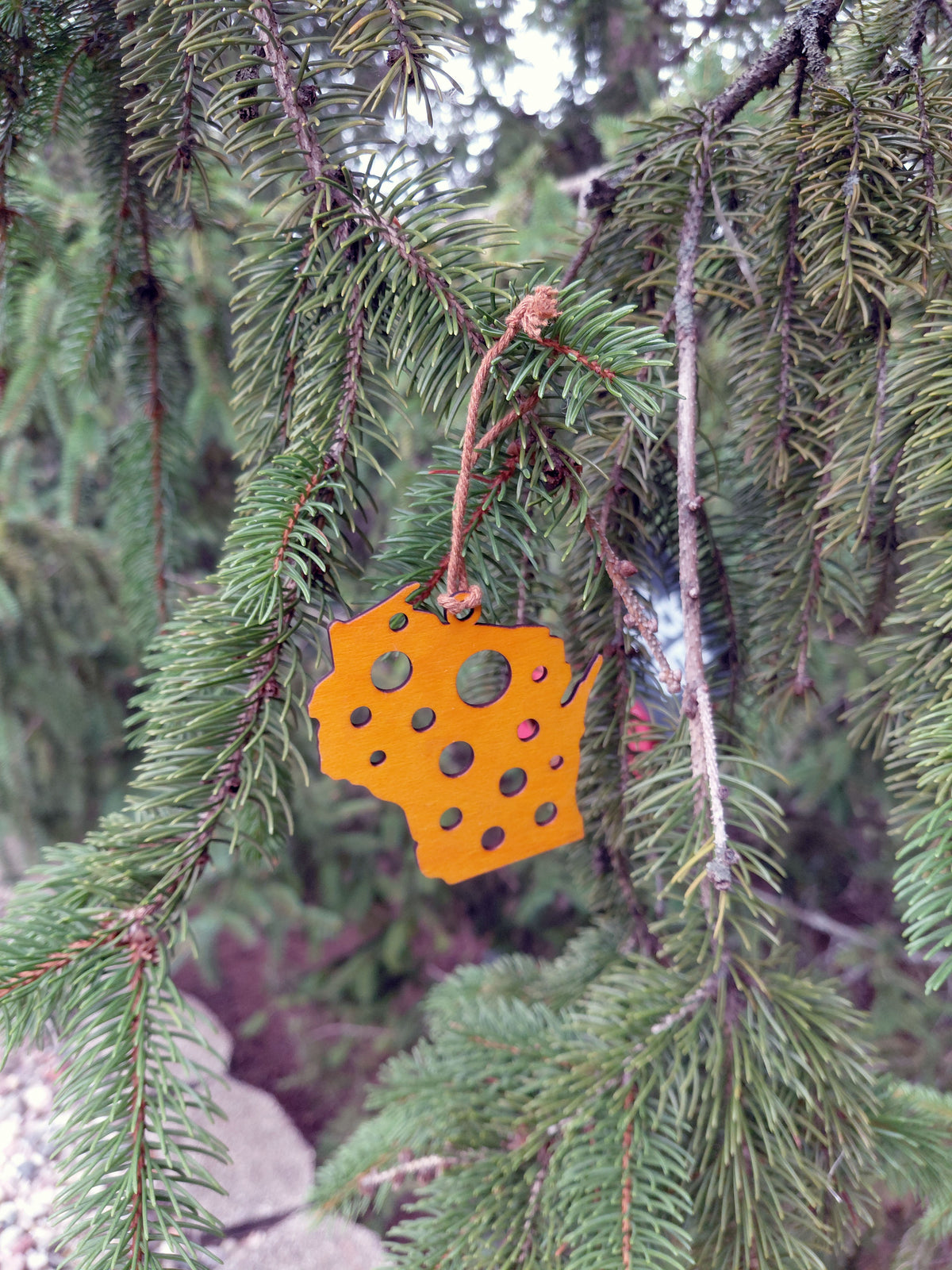 Wisconsin Cheese State Wood Ornament