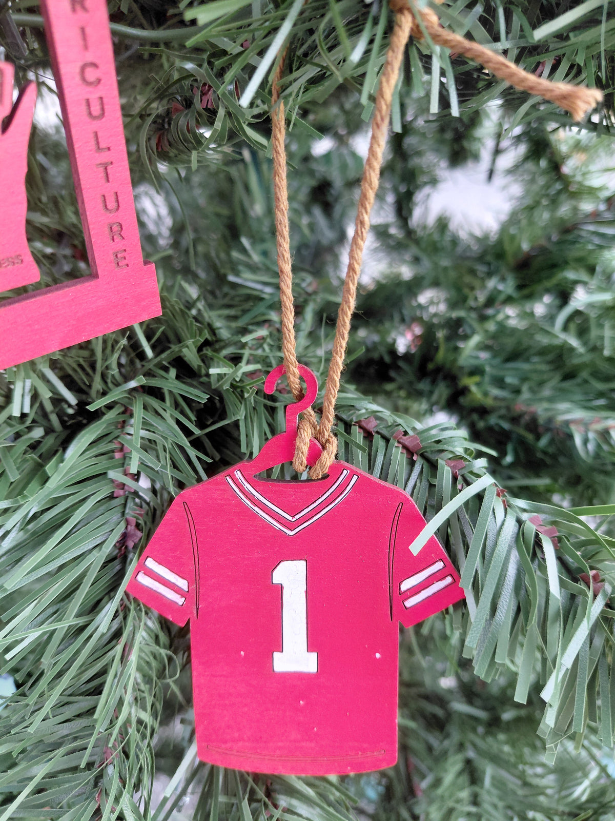 Red #1 Wisconsin Jersey Ornament