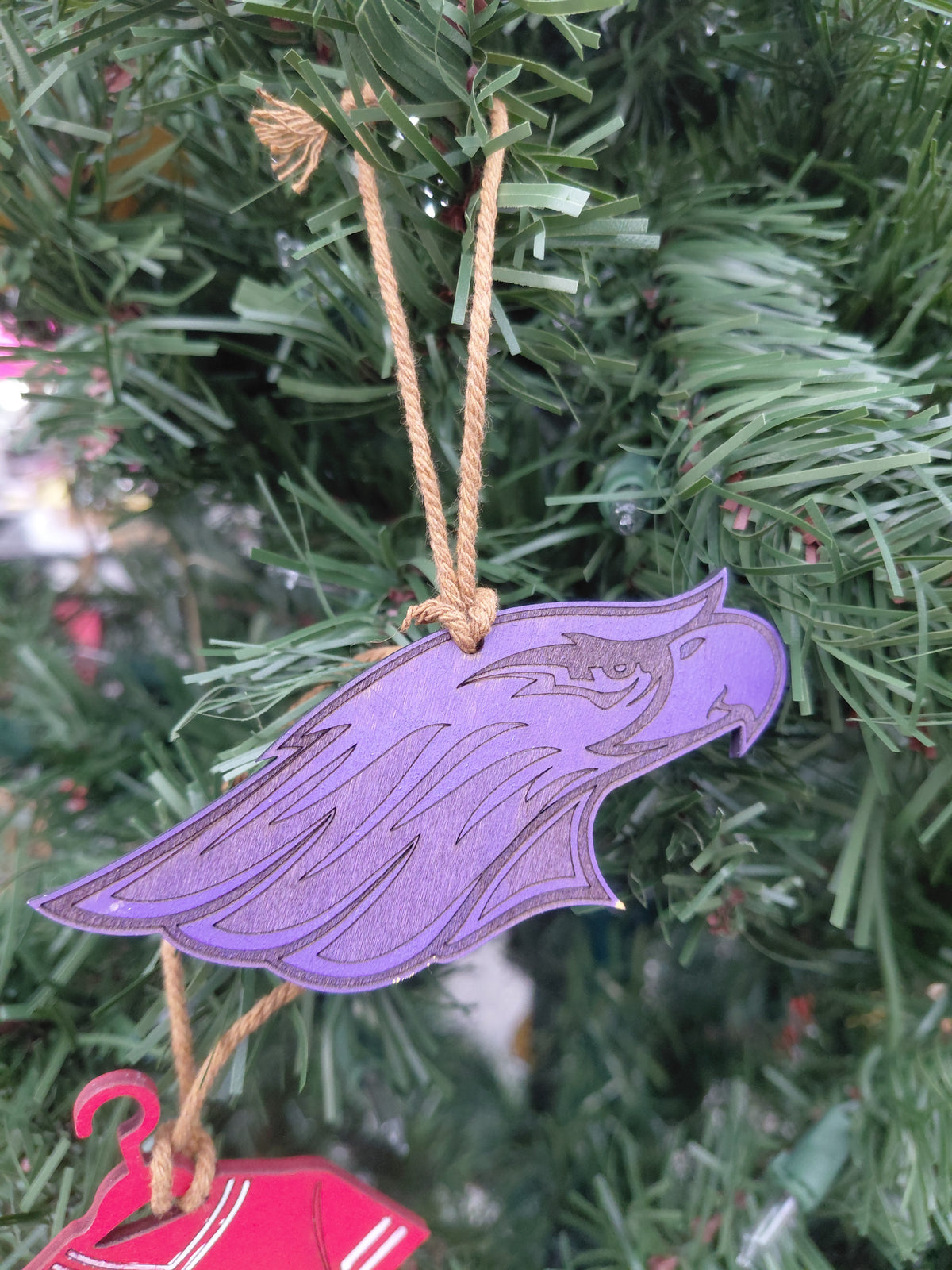 Purple Warhawk Wood Ornament