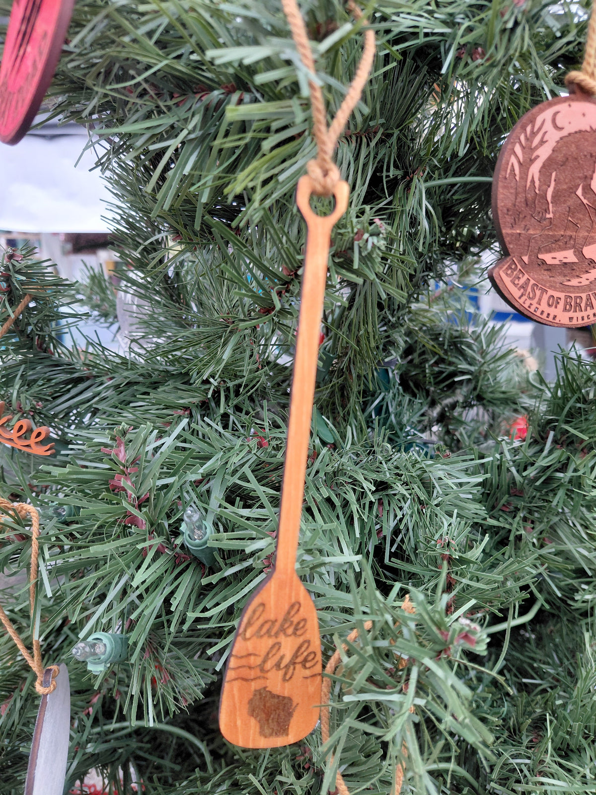 Lake Life Wisconsin Paddle Ornament