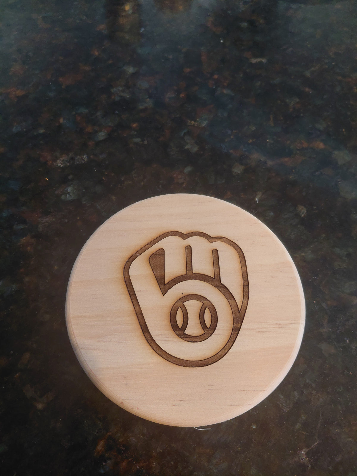 Milwaukee Baseball Glove Wood Coaster Set