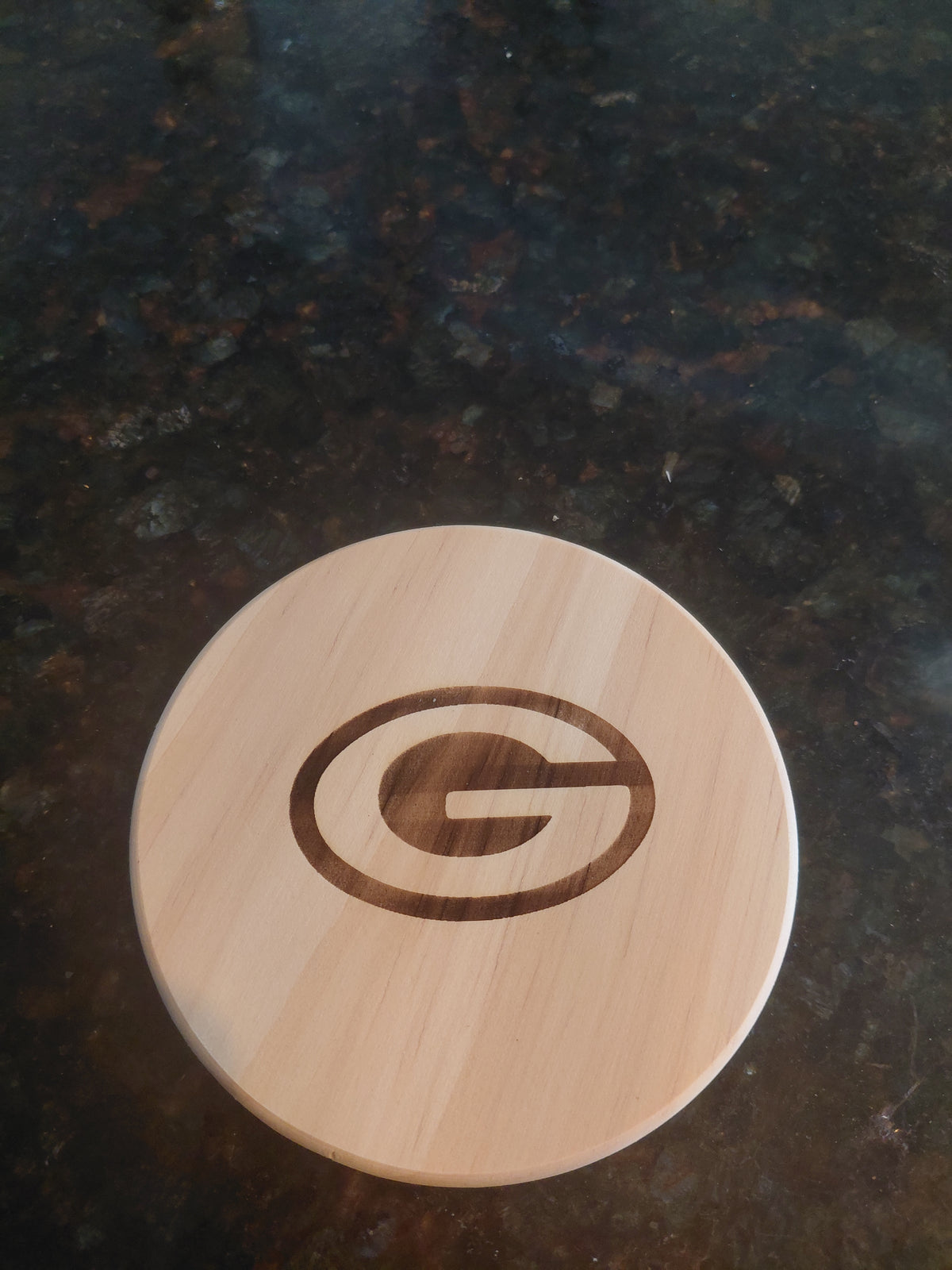 Green Bay G Wood Coaster Set