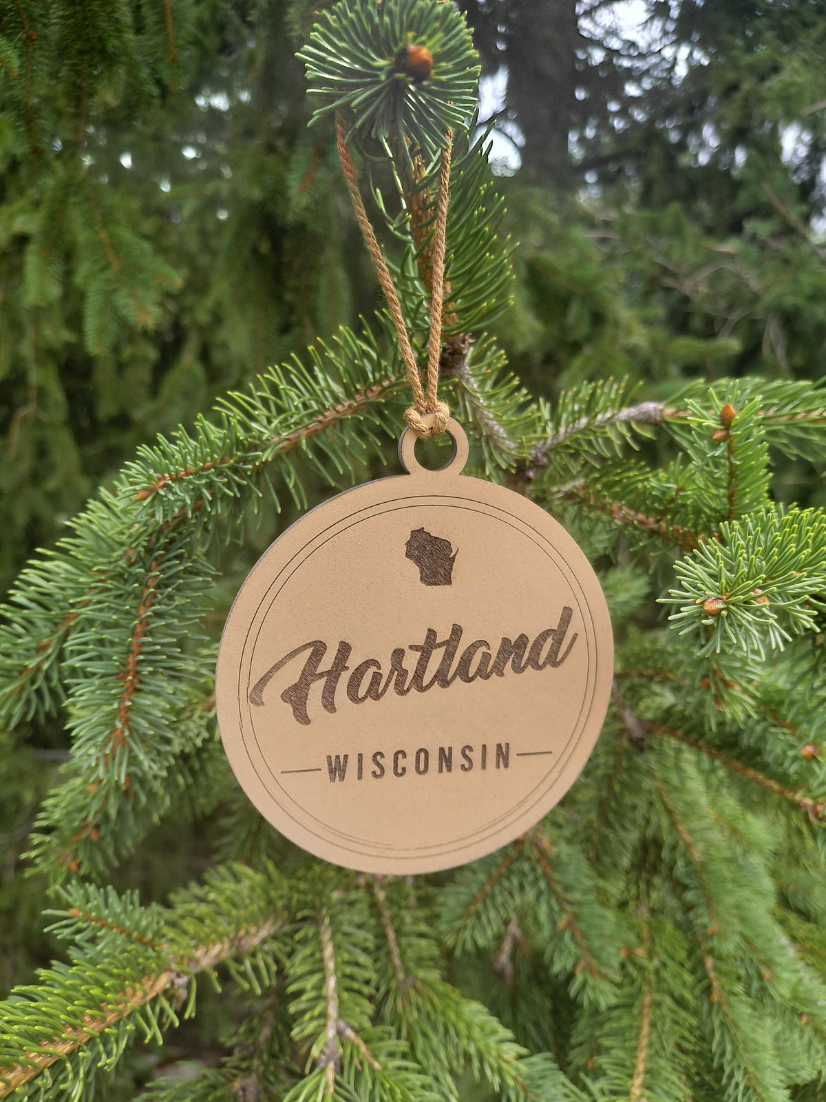 Hartland Wisconsin Wood Ornament