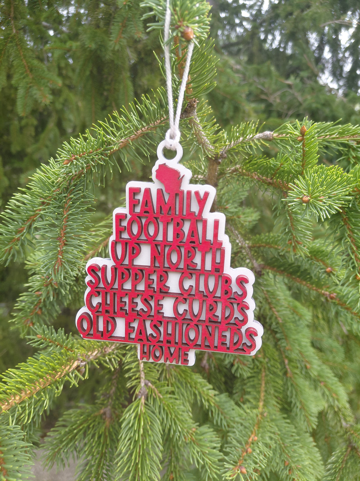 Wisconsin Family Football Wood Ornament